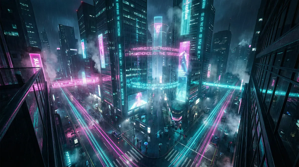 千尸屋下载 竖屏短剧平台首页背景 - 赛博朋克都市夜景